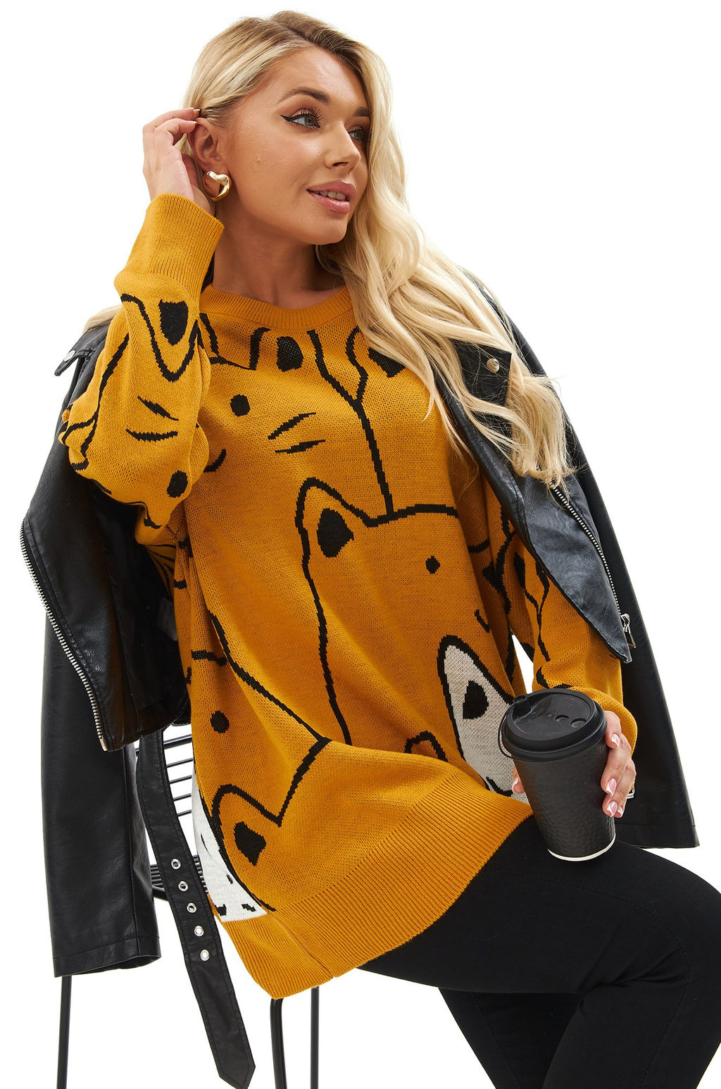Женский удлиненный свитер оверсайз Happyfox