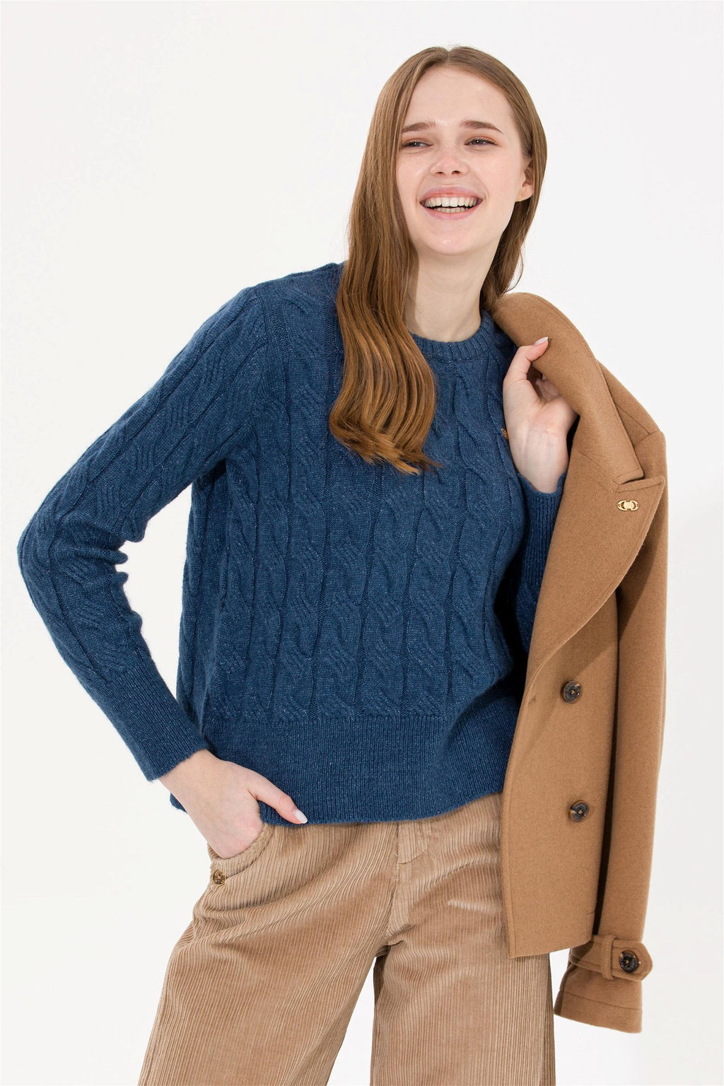 U. S. Polo Assn Женский синий свитер с круглым вырезом - U.s. polo assn фото 7