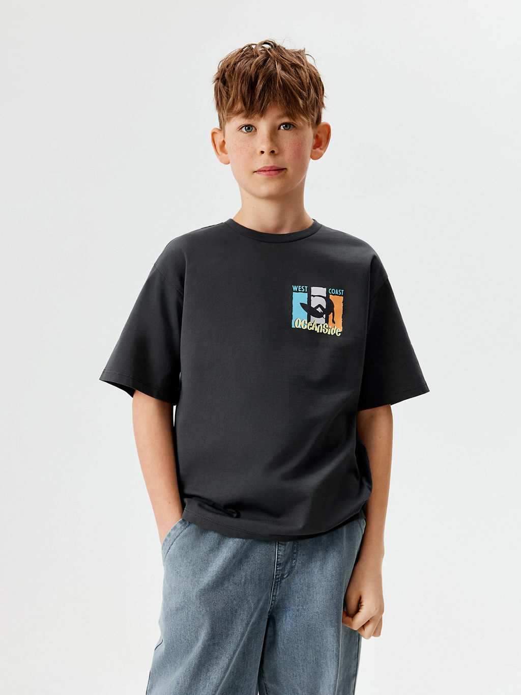 ACOOLA / Футболка детская для мальчиков Ithaca темно-пепельно серый  фото 7