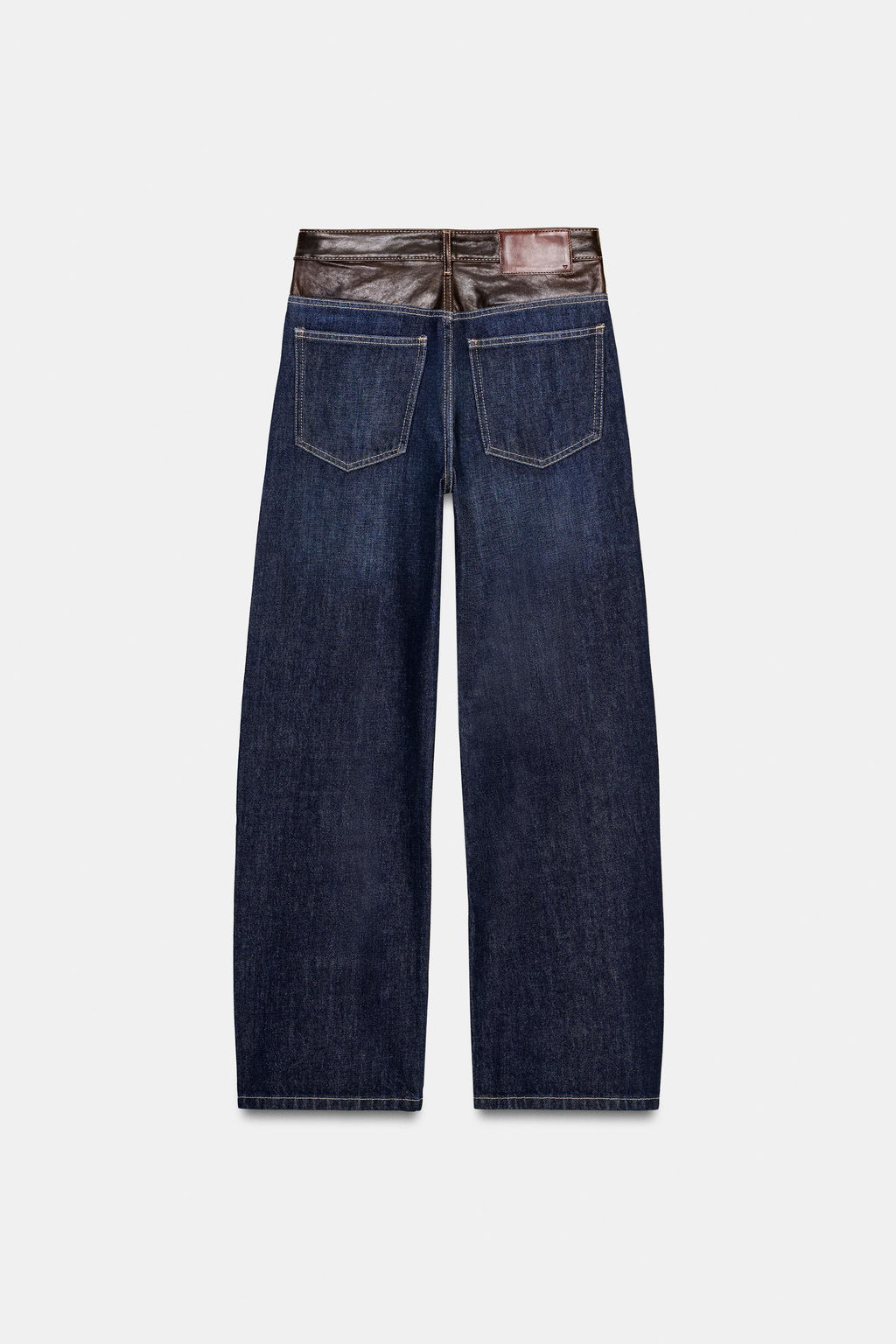 TRF STRAIGHT WIDE HIGH-WAIST LEATHER JEANS - Zara фото 14
