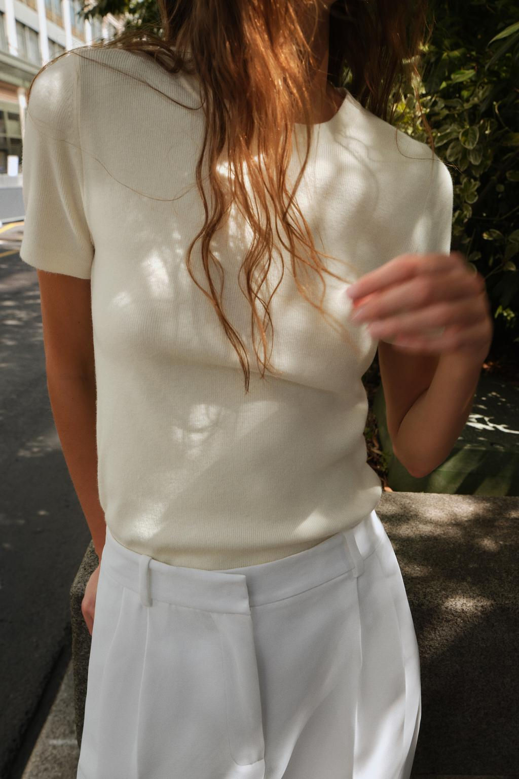 SOFT-TOUCH SHORT SLEEVE KNIT TOP - Zara фото 3