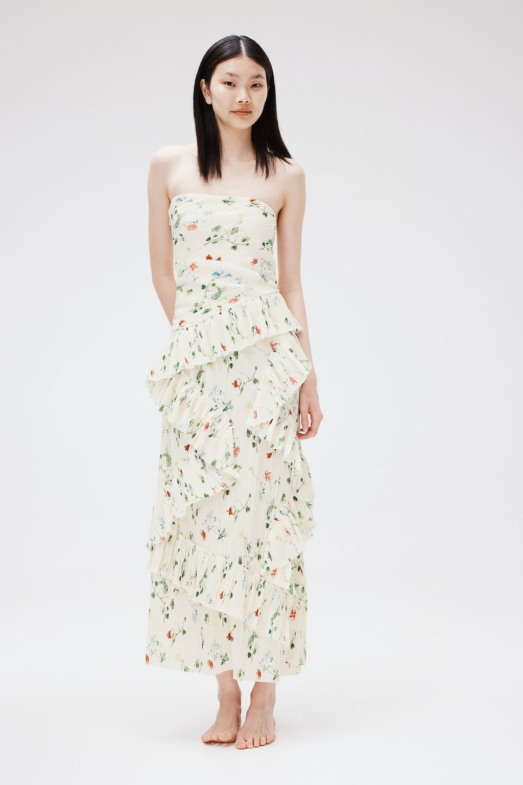 Vestido bandeau con volantes - H&m фото 3
