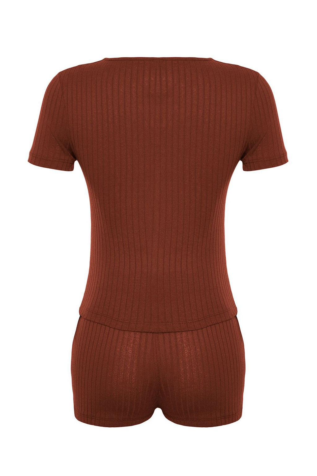 Trendyolmilla Bordo Dugme Detayl? Fitilli Sortlu Orme Pijama Tak?m? THMSS24PT00097 фото 44