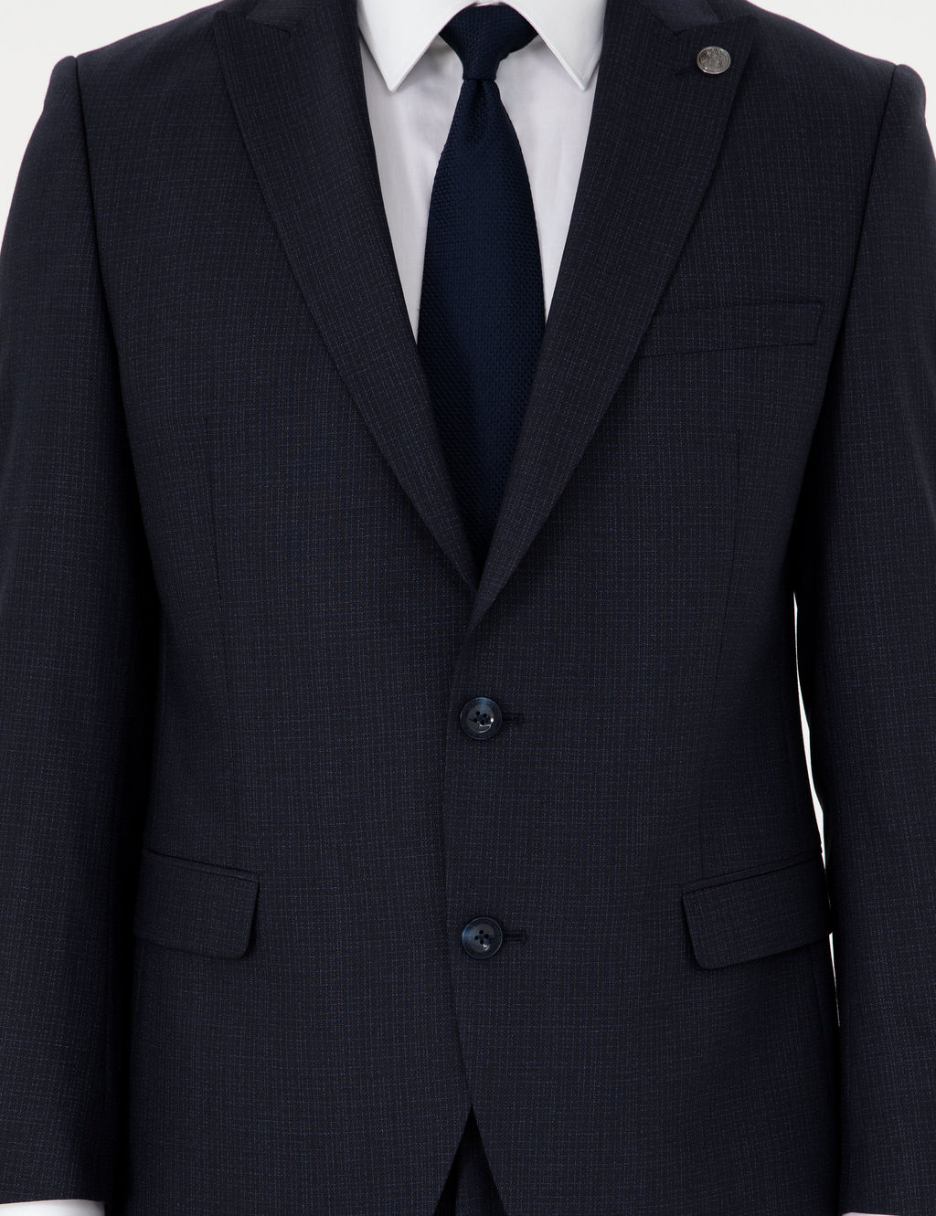 Lacivert Extra Slim Fit _izgili Y_nl_ Tak_m Elbise