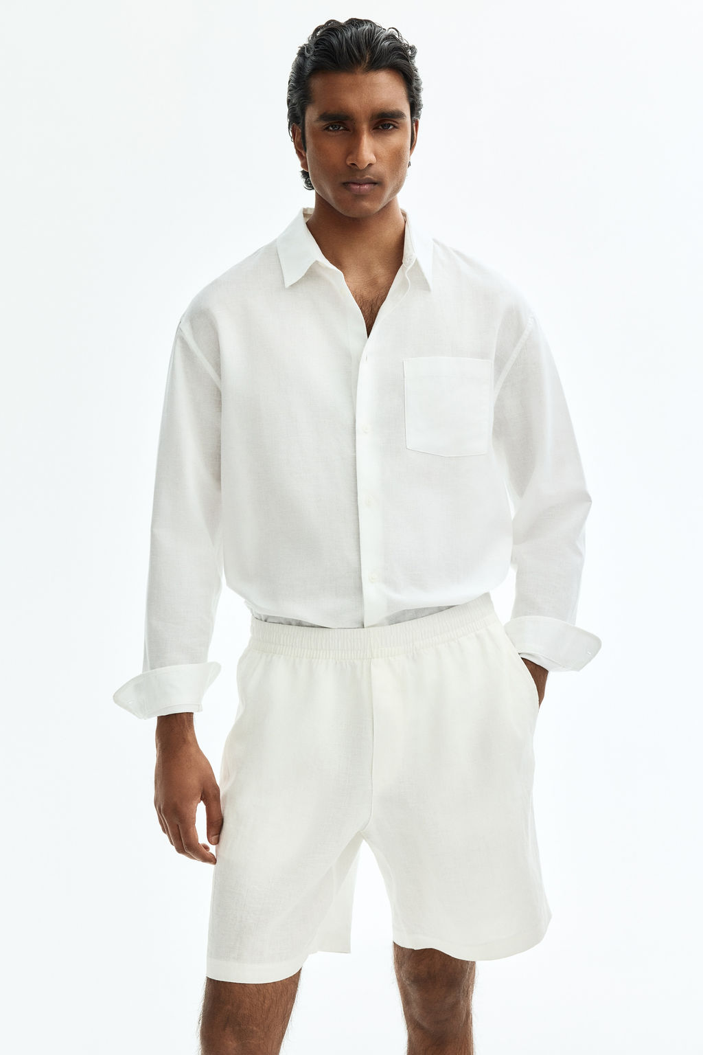 Pantal?n corto de lino Relaxed Fit - H&m фото 5