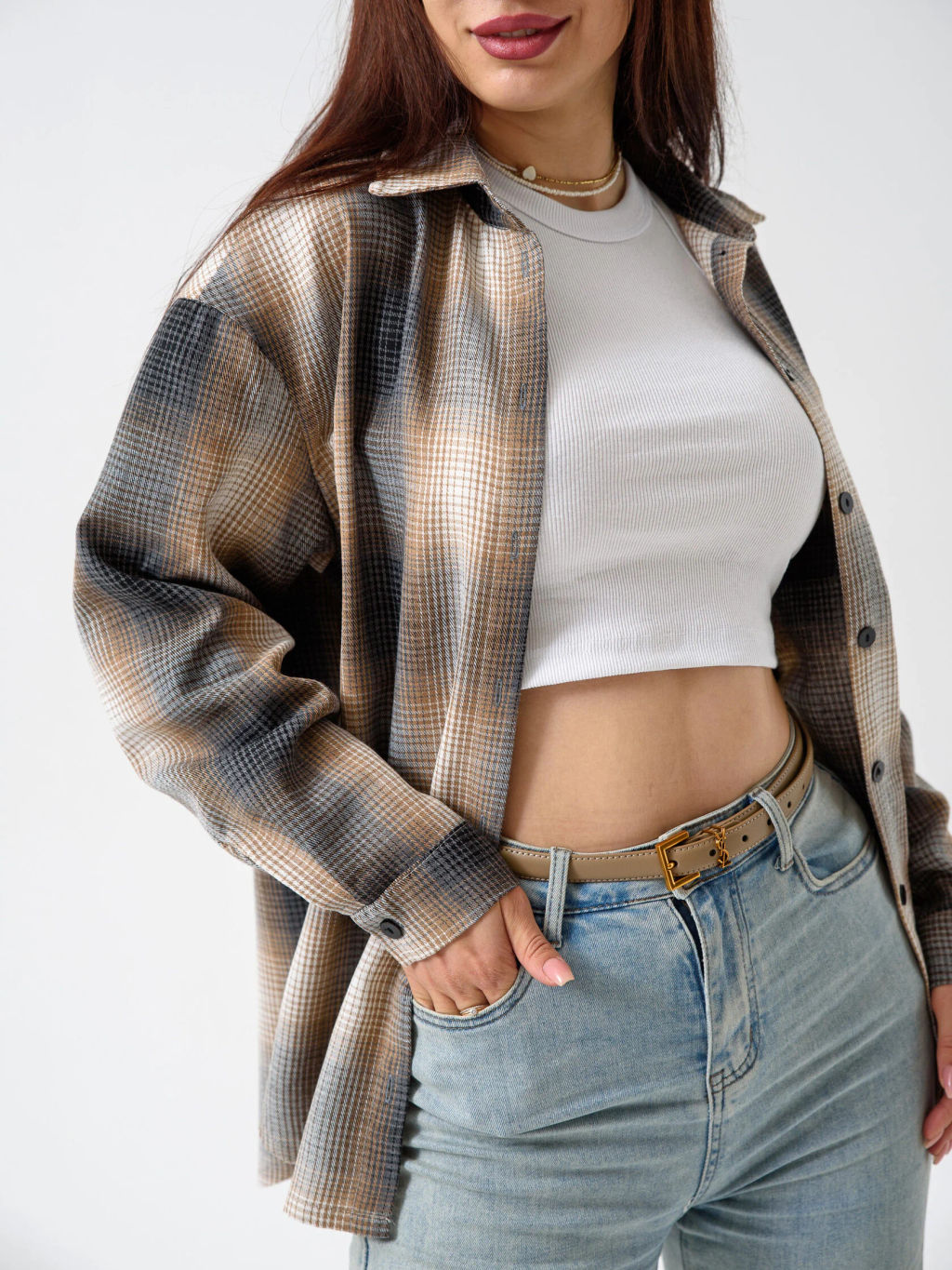 Рубашка Оптима Имидж фланель бежевая  фото 14