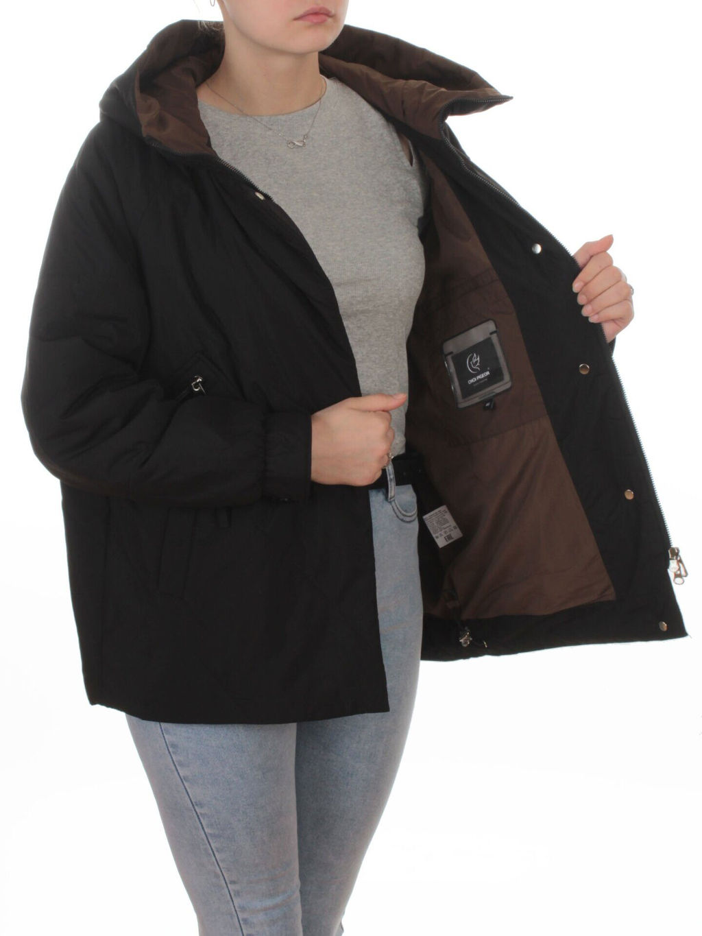 8008 BLACK Куртка демисезонная женская (100 гр. холлофайбер) - Fashion фото 7