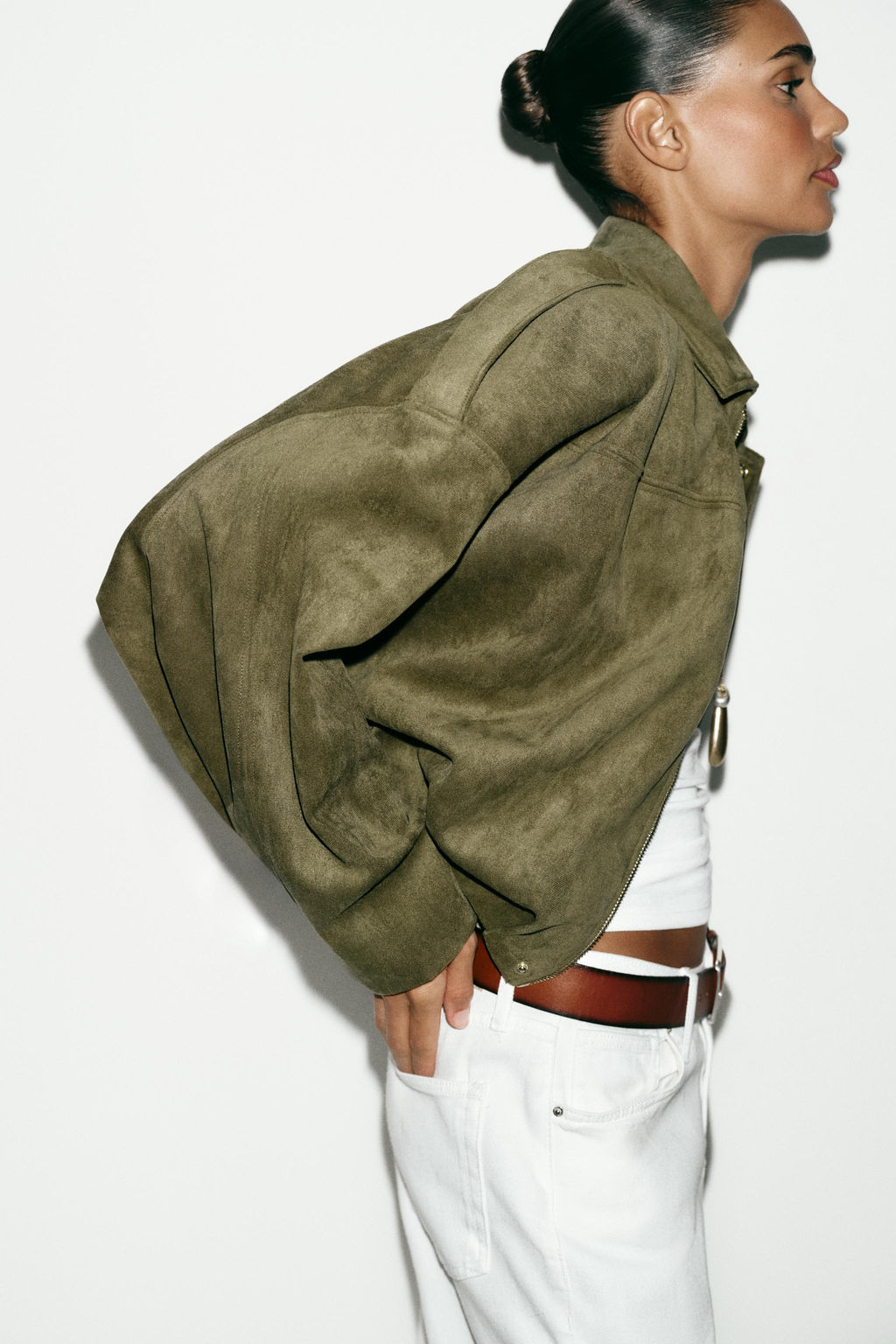 CHAQUETA EFECTO ANTE / kaki-med - Zara фото 4