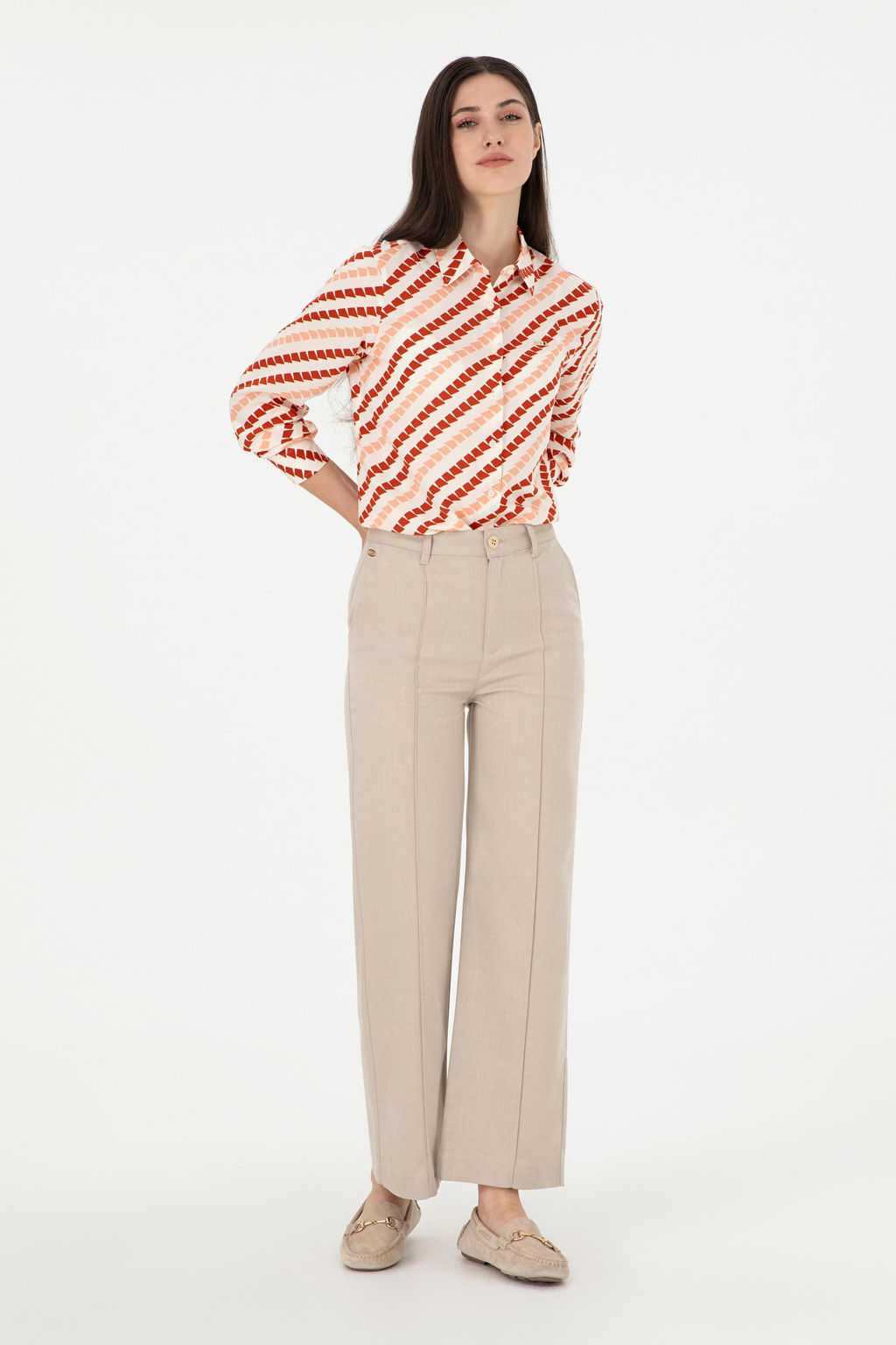 Kad_n Kum Straight Fit Kanvas Pantolon