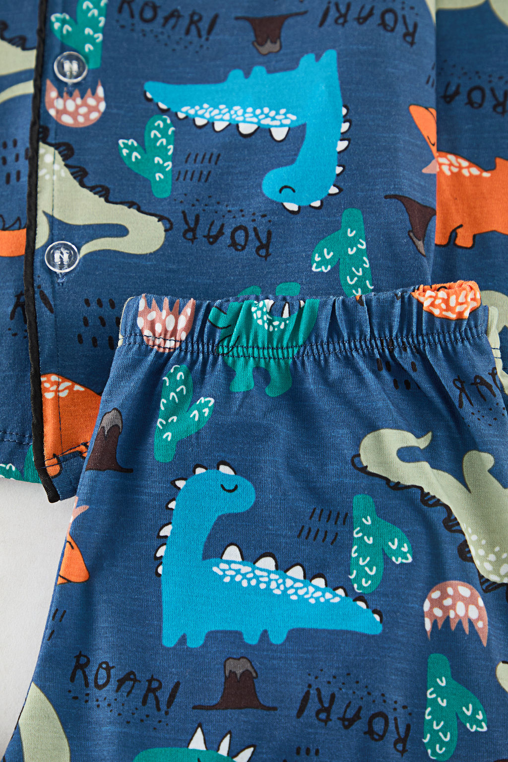 Ekru Yumusak Dokulu Erkek Cocuk Bask?l? Orme Pijama Tak?m TKDAW25AU00111 - Trendyolmilla фото 4