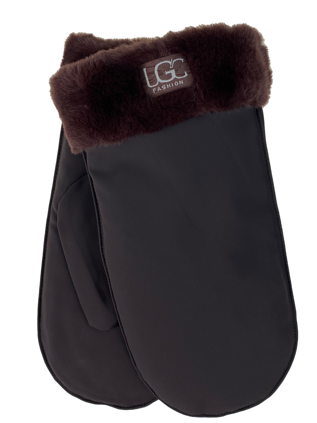 Зимние женские варежки с подкладом из искусственного меха, цвет шоколад - Greta фото 24