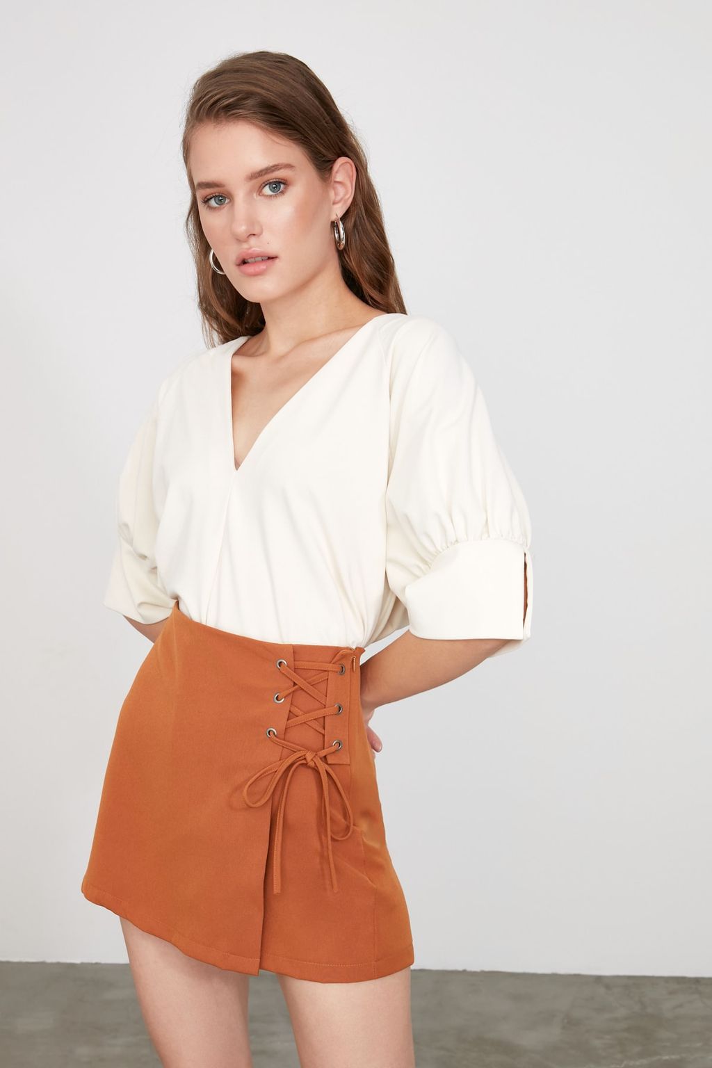 TRENDYOLMILLA Pembe Baglama ve Kusgozu Detayl? Dokuma Sort Etek TWOAW21SR0038  фото 85