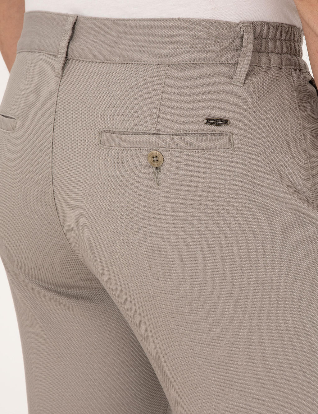 Ta_ Regular Fit Beli Lastikli Kanvas Pantolon