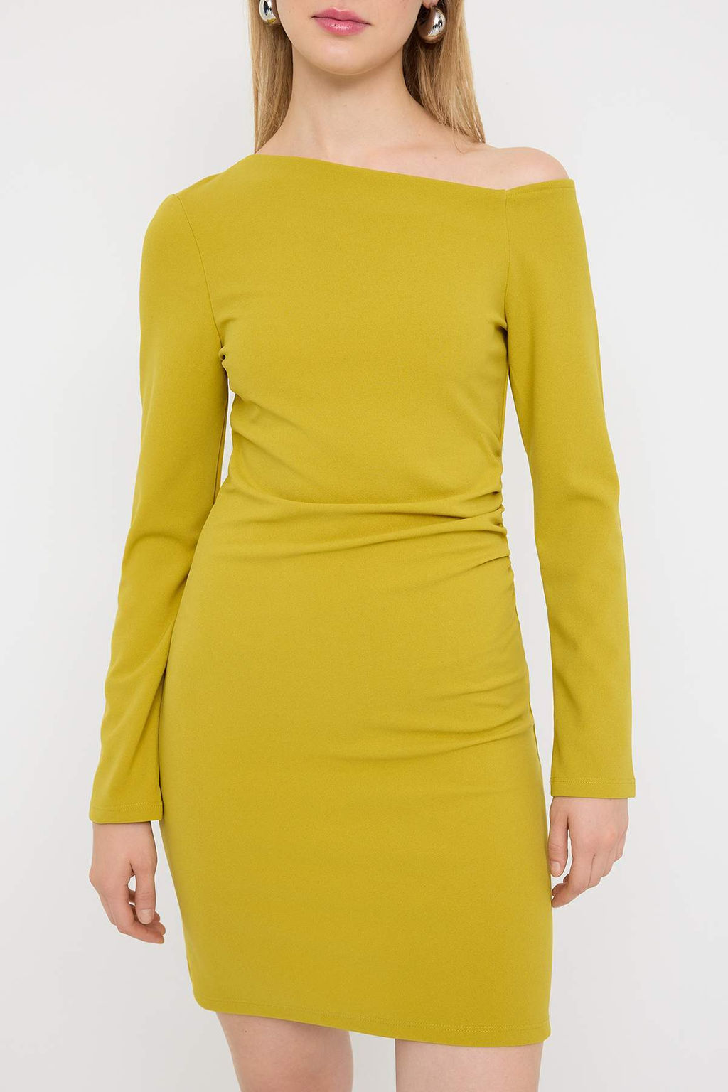 Teen Yag Yesil More Sustainable Buzgu/Drape K?sa/Mini Esnek Orme Elbise TWOAW26EL00159 - Trendyolmilla фото 3