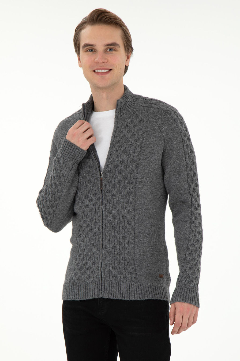Мужской серый меланжевый трикотажный кардиган Неожиданная скидка в корзине