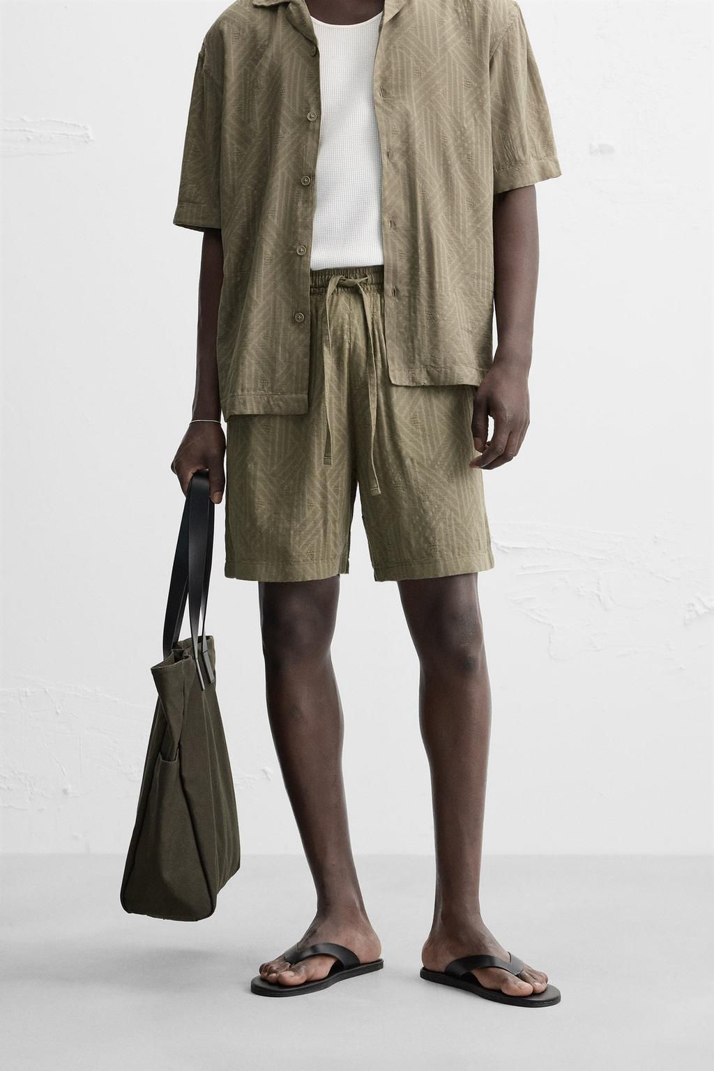 GEOMETRIC PRINT JACQUARD BERMUDA SHORTS - Zara фото 3