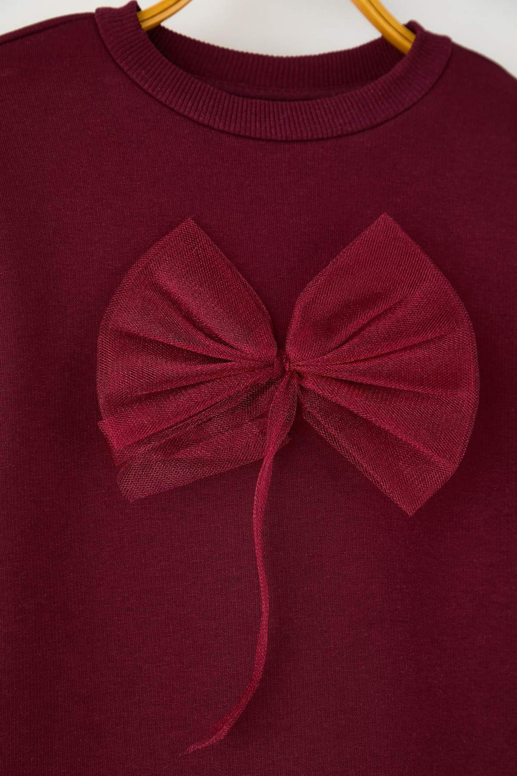 Pudra Pamuklu Fiyonklu Kal?n/Ici Polarl? Oversize Orme K?z Cocuk Sweatshirt TKDAW26SW00026 - Trendyolmilla фото 6