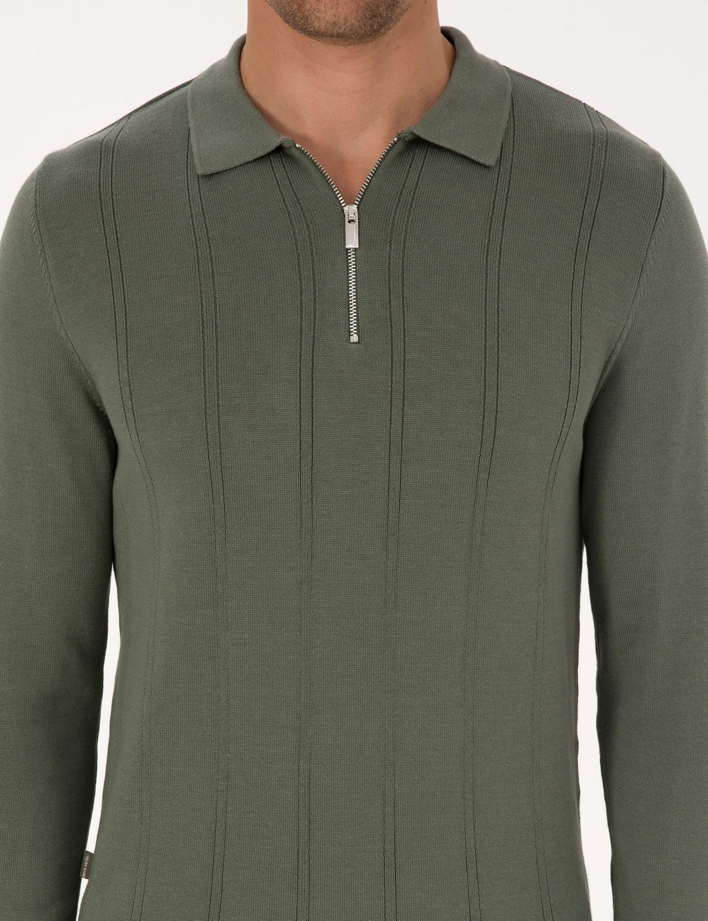 Duman Slim Fit Polo Yaka Fermuarl_ Triko Kazak - Pierre cardin фото 6