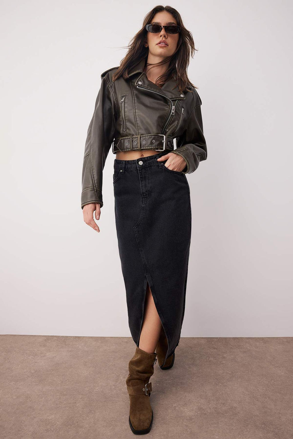 TRENDYOLMILLA Koyu Mavi More Sustainable Y?rtmacl? Maxi Denim Etek TWOSS23ET00289 фото 14