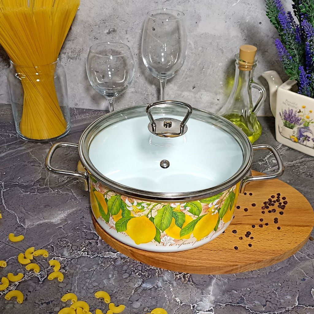 Кастрюля 3.0л цил. Лимон/Limon 1SB205S белосн.