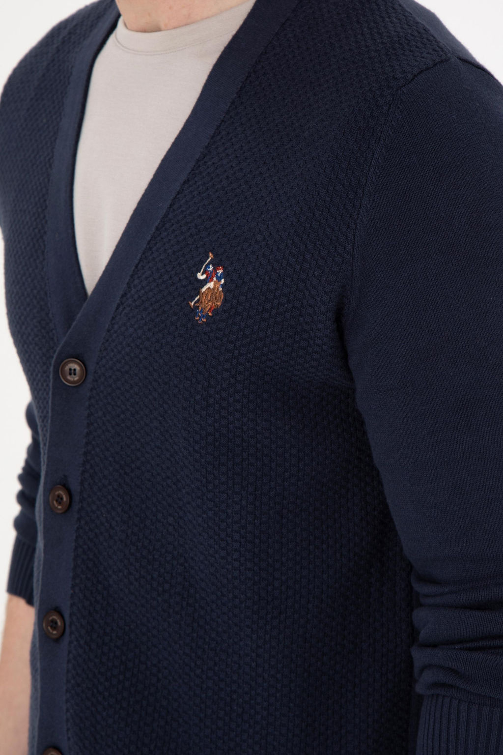 Мужской темно-синий базовый трикотажный кардиган Неожиданная скидка в корзине - U.s. polo assn фото 7