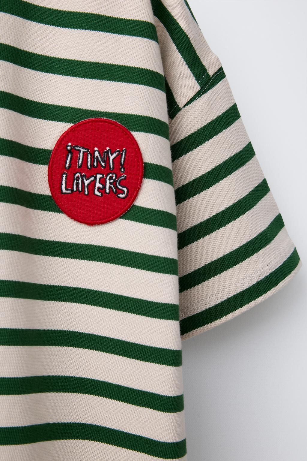 STRIPED T-SHIRT WITH EMBROIDERED PATCH - Zara фото 4