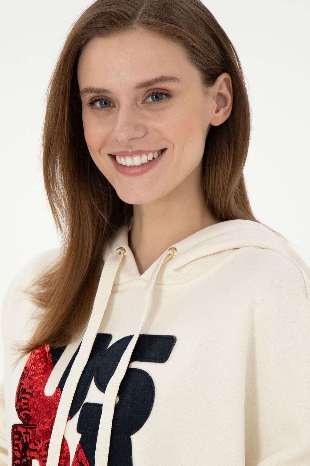 Женский кремовый свитшот Неожиданная скидка в корзине - U.s. polo assn фото 2