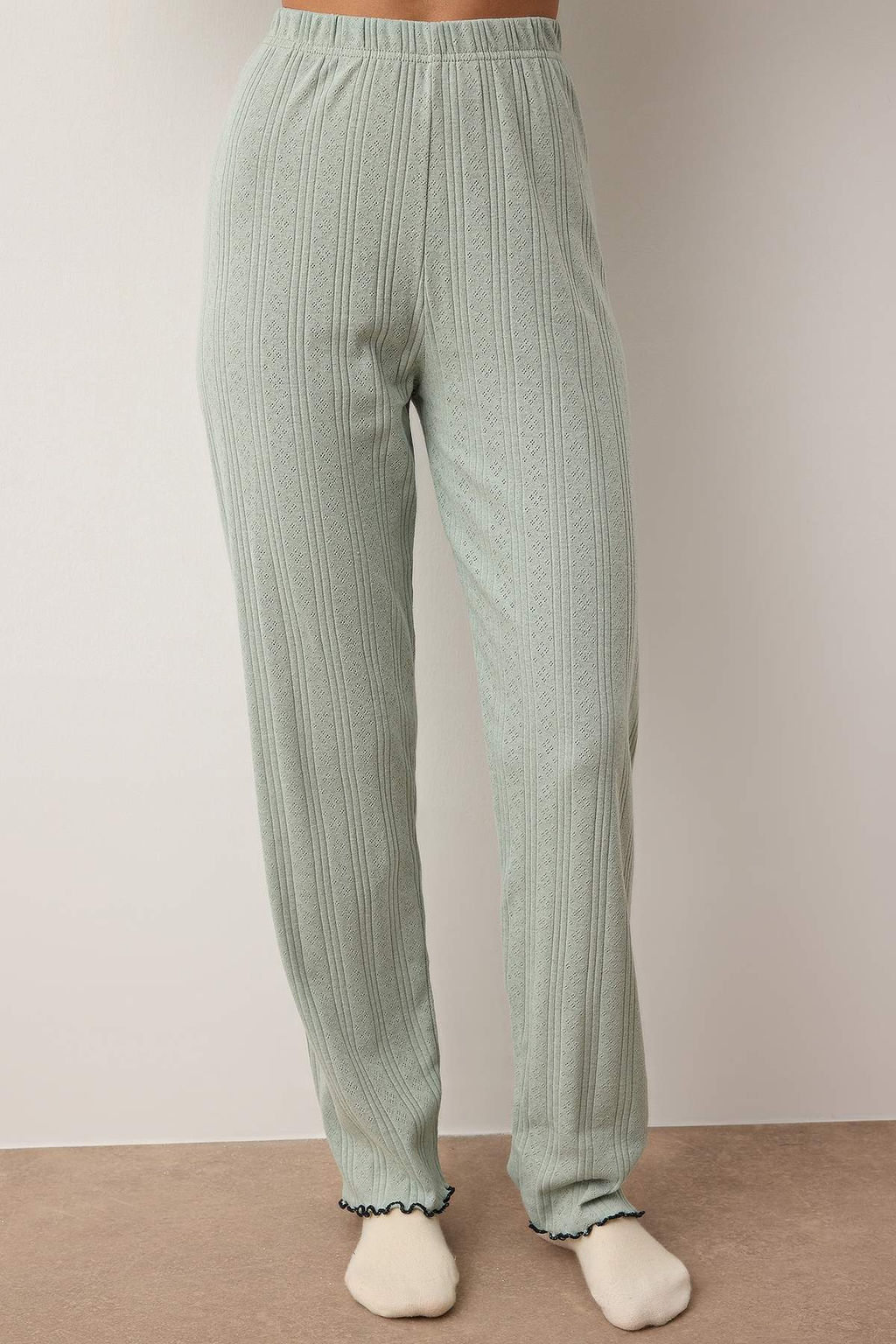 Yesil H?rkal? Pointel/Fitilli Baby Overloklu Orme Pijama Tak?m? THMAW26PT00219 - Trendyolmilla фото 3