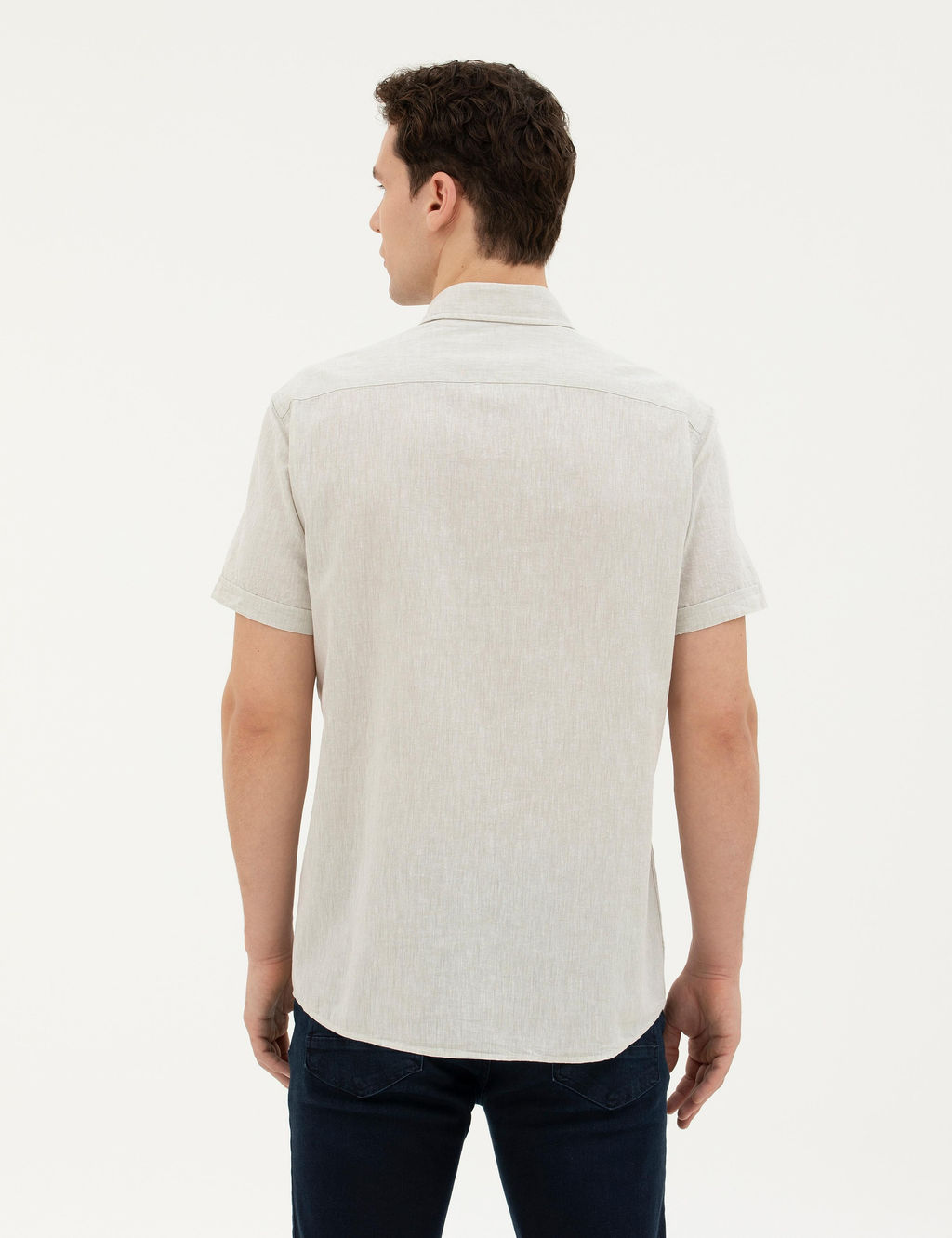 Рубашка Pierre Cardin Regular Fit зеленая с льном