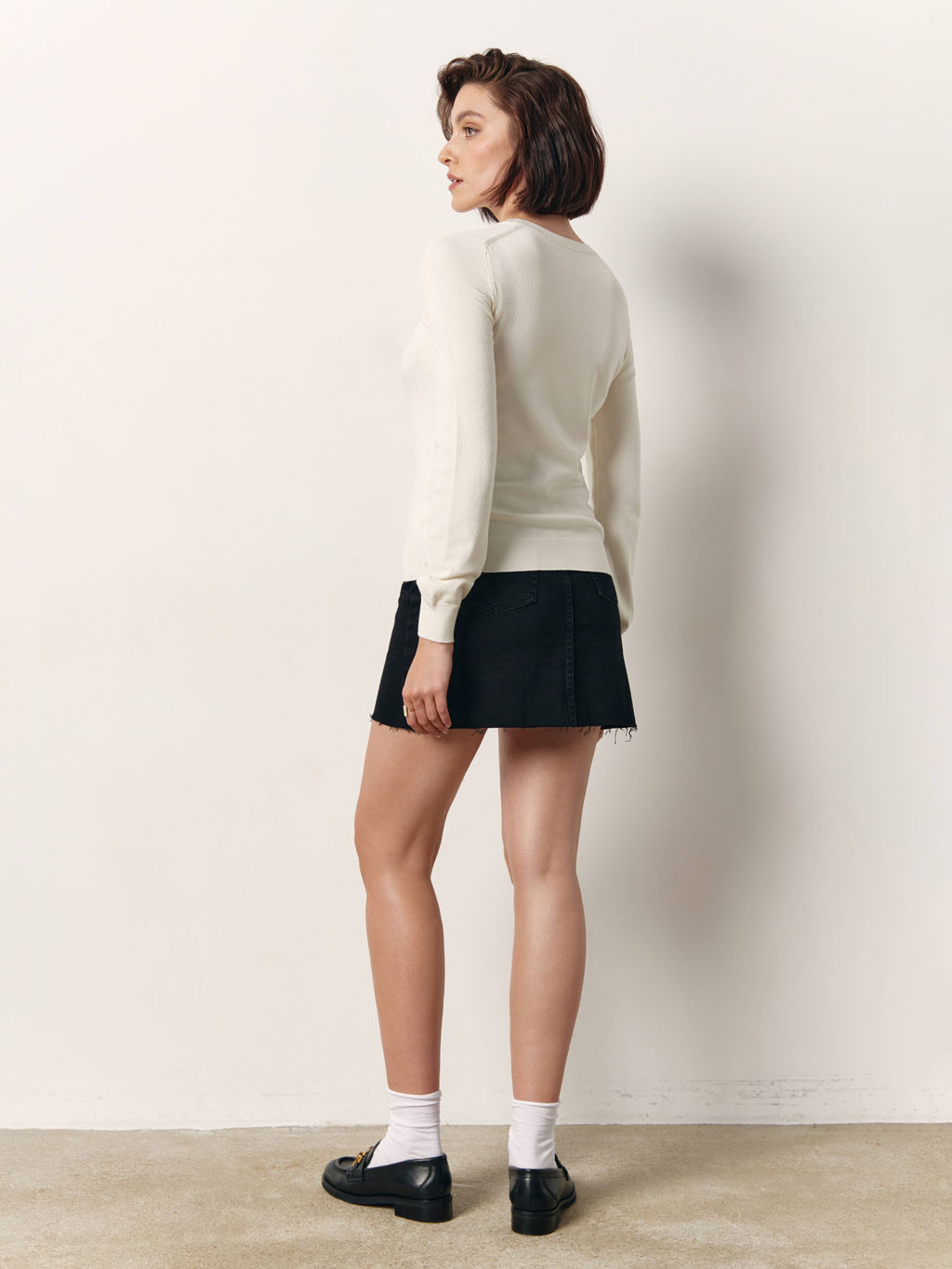 CONTE CON-612 Джинсовая юбка-mini на пуговицах с необработанным краем black black