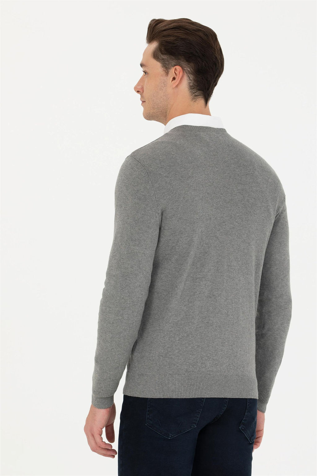 Мужской серый меланжевый базовый свитер Неожиданная скидка в корзине - U.s. polo assn фото 5