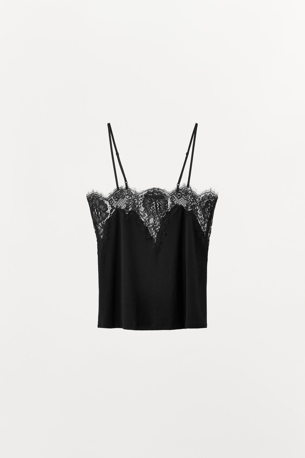 TOP TIRANTES POINTELLE ENCAJE / Negro