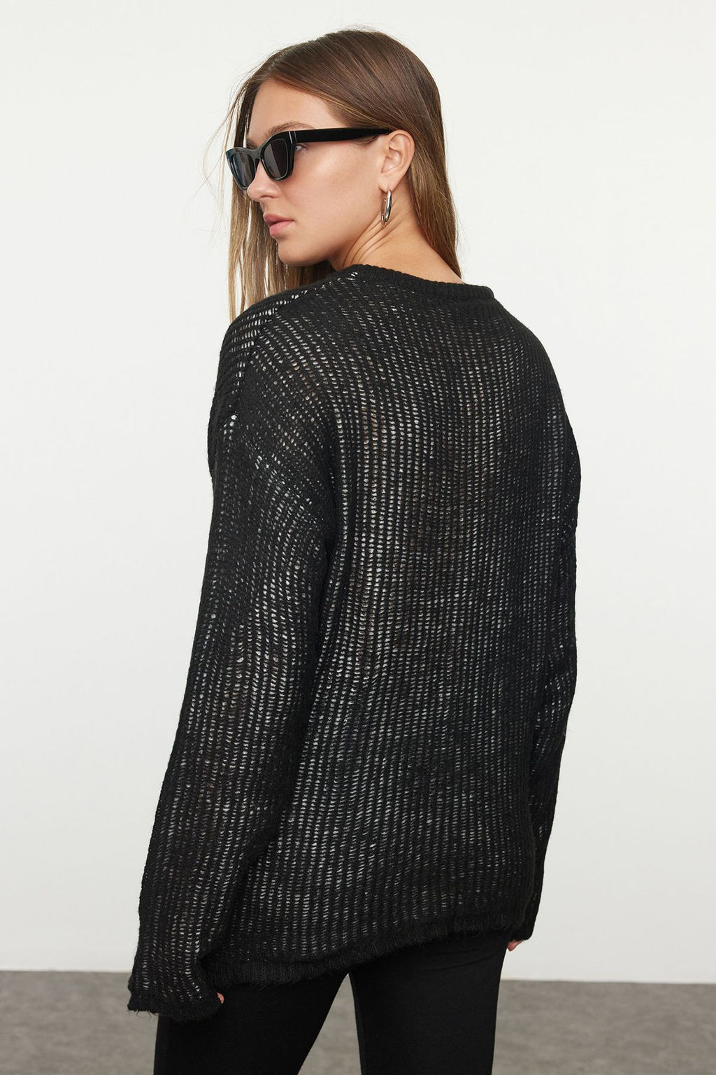 Siyah Basic Bisiklet Yaka Triko Kazak TWOAW25KZ00340 - Trendyolmilla фото 5