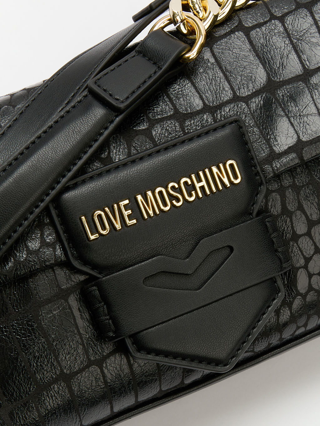 Женская сумка на плечо LOVE MOSCHINO SUPER SOFT CROCO Артикул 4192156, черный  фото 4