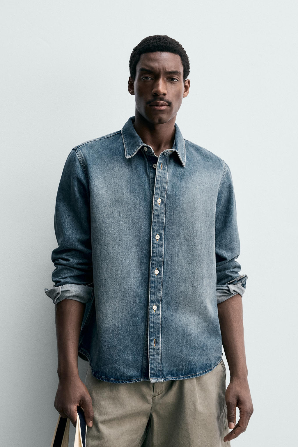 SOBRECAMISA DENIM ALGOD?N - LYOCELL / Azul medio