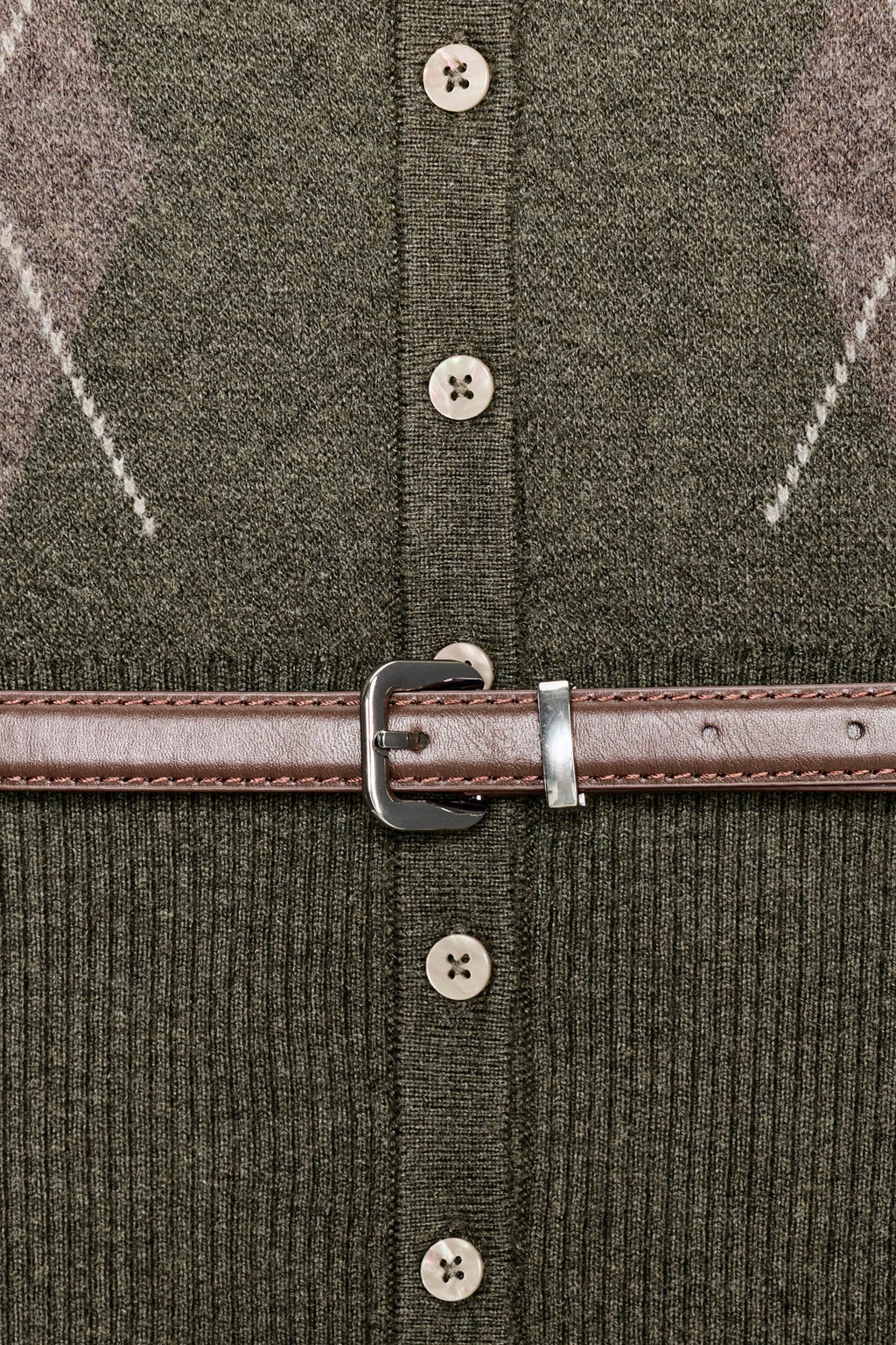DIAMOND KNIT CARDIGAN WITH BELT - Zara фото 4