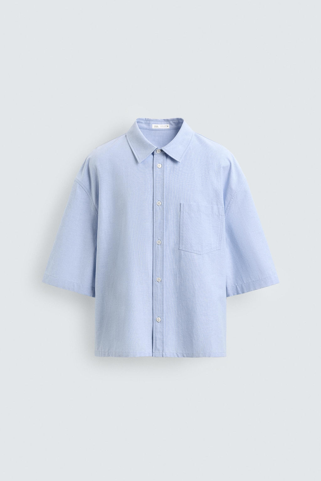 CAMISA BOXY FIT BOLSILLO / Celeste - Zara фото 7