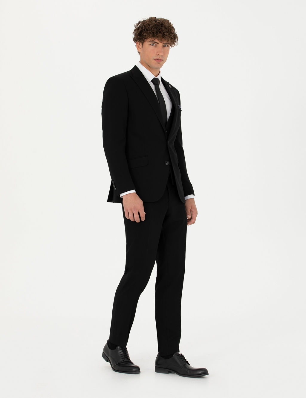 Yelekli Siyah Ekstra Slim Fit Tak_m Elbise