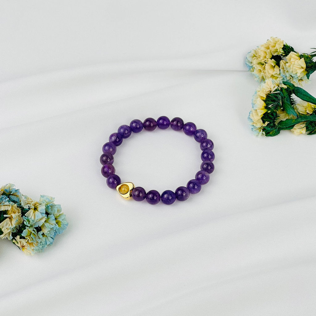 Браслет из Аметиста и Рутилового кварца со вставкой 18 см