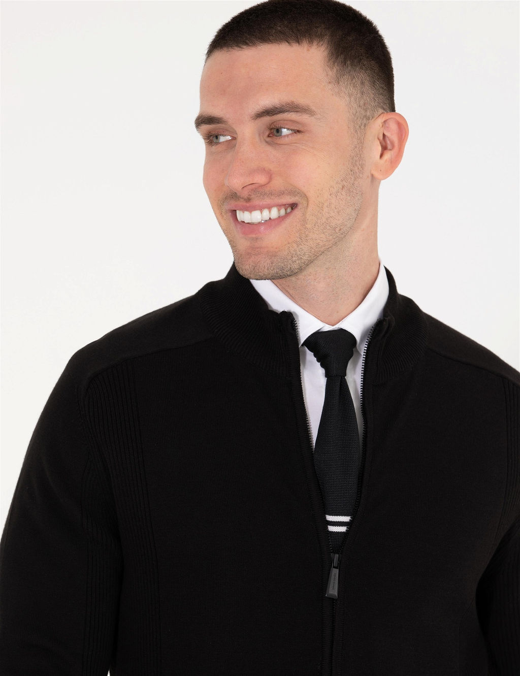 Siyah Slim Fit Fermuarl_ Triko H_rka - Pierre cardin фото 2