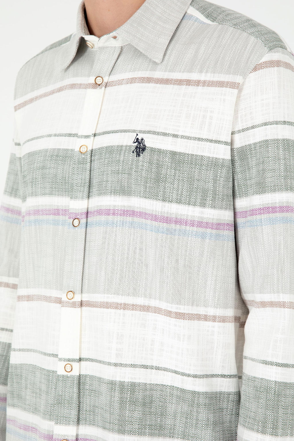 Мужская рубашка цвета хаки с длинным рукавом - U.s. polo assn фото 7