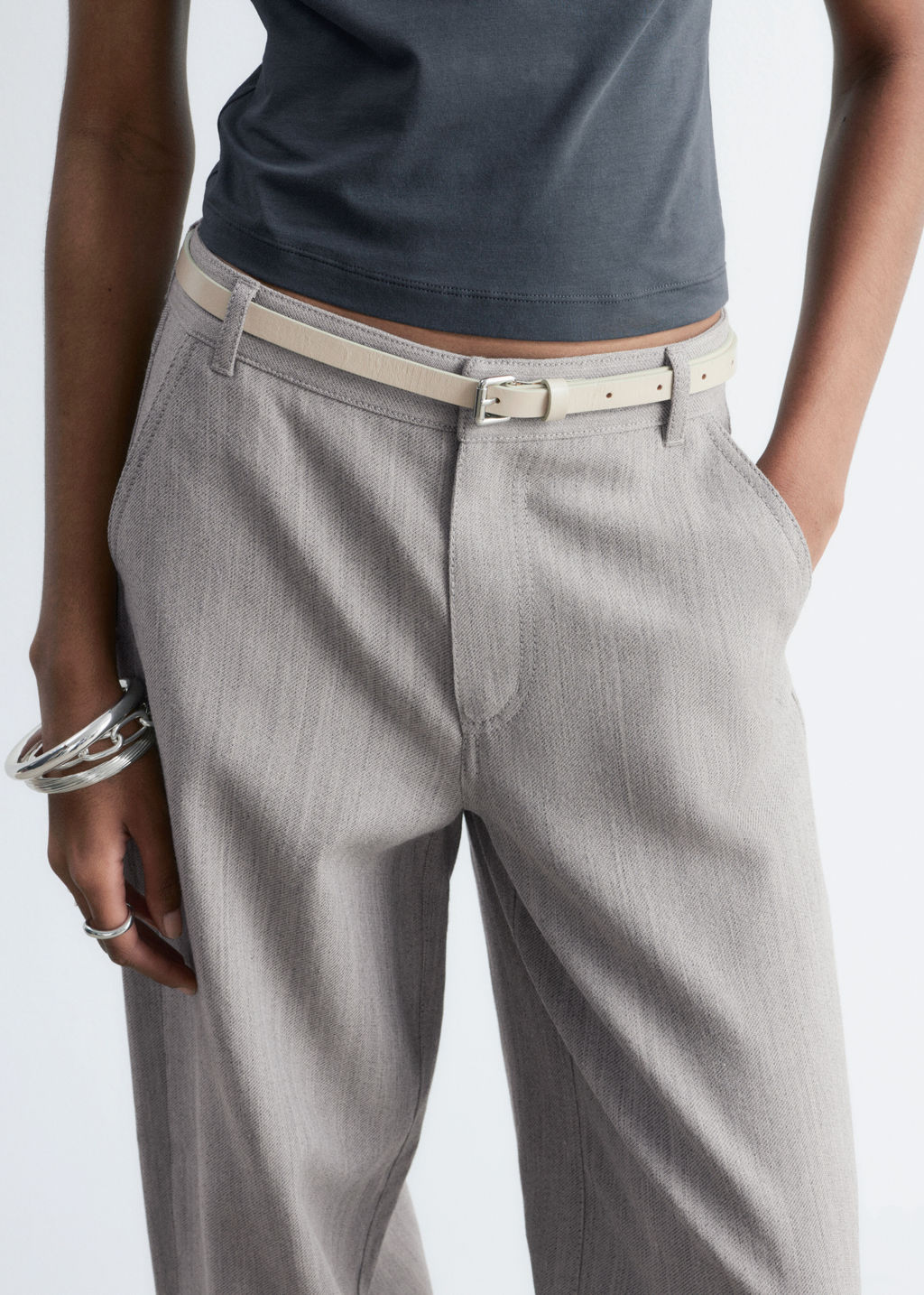 Pantalones de lana de perneras anchas - H&m фото 6