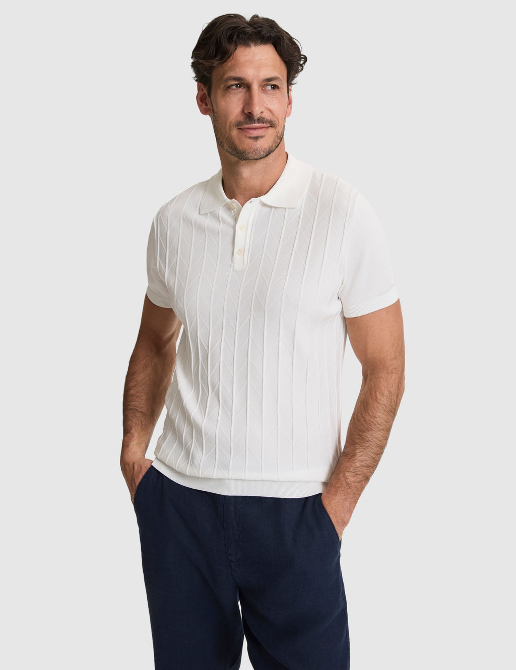Ekru Slim Fit D__meli Polo Yaka Triko Ti__rt