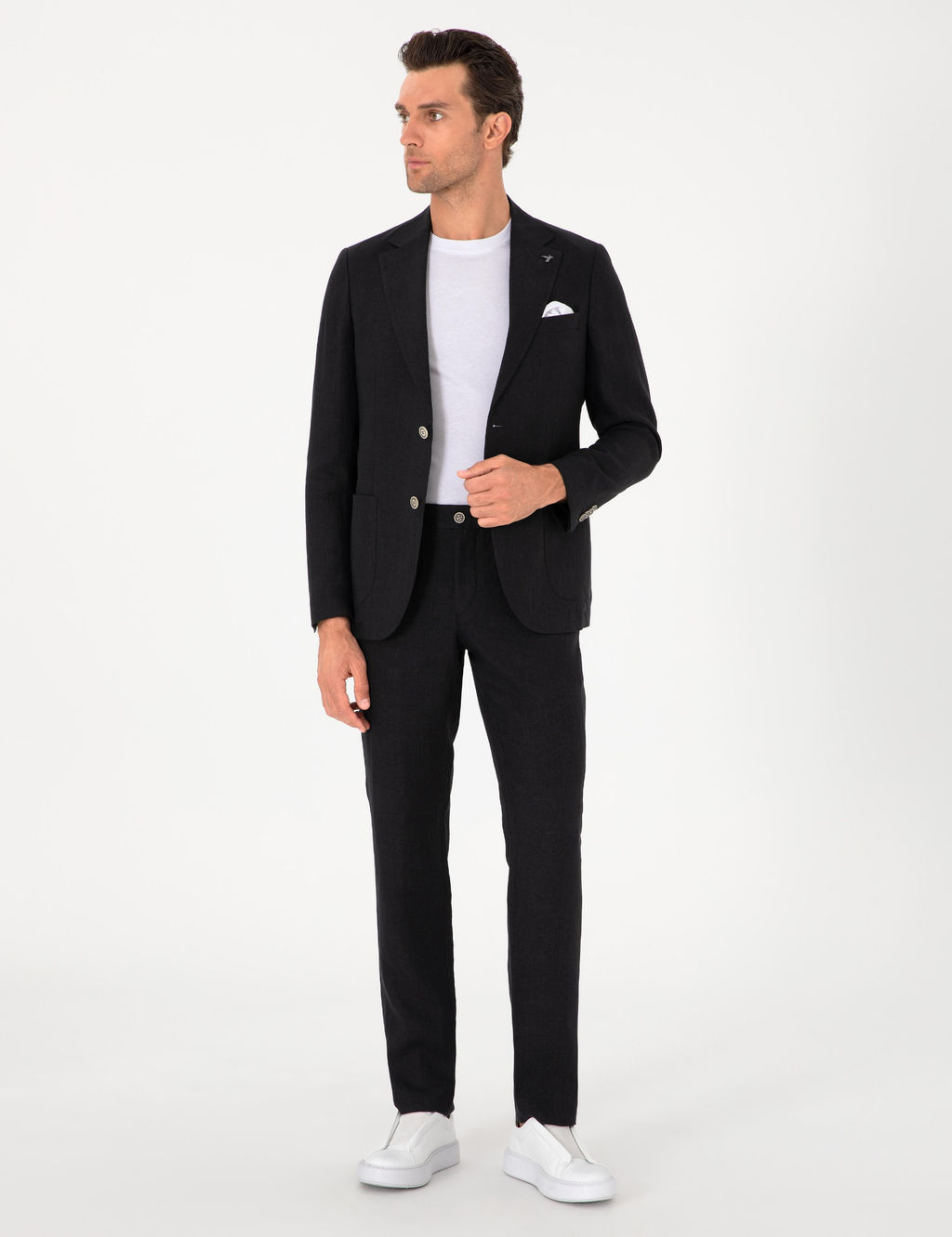 Siyah Slim Fit %100 Keten Ceket - Cacharel фото 4