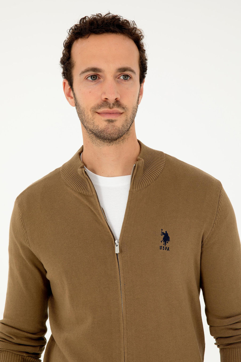 Мужской базовый трикотажный кардиган цвета хаки - U.s. polo assn фото 2