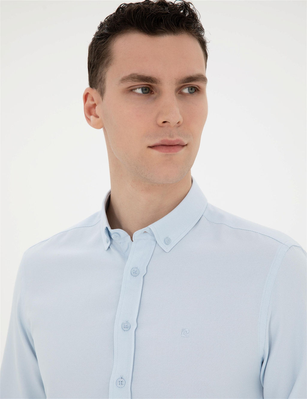 A__k Oxford Mavi Slim Fit Uzun Kollu G_mlek