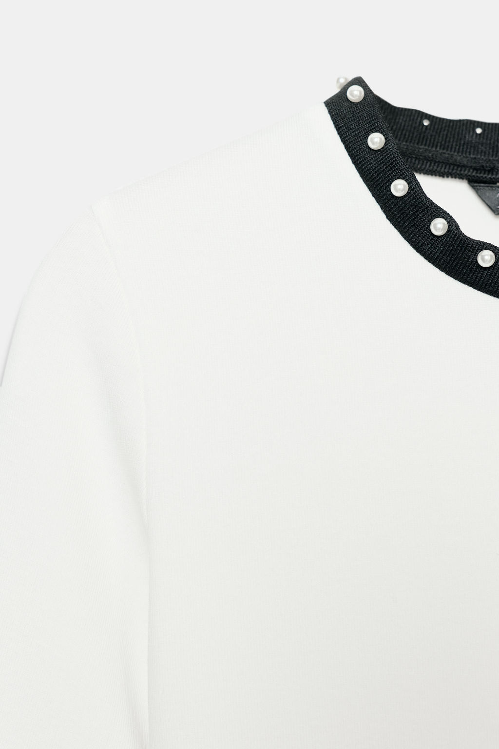 CHUNKY KNIT FAUX PEARL T-SHIRT - Zara фото 7