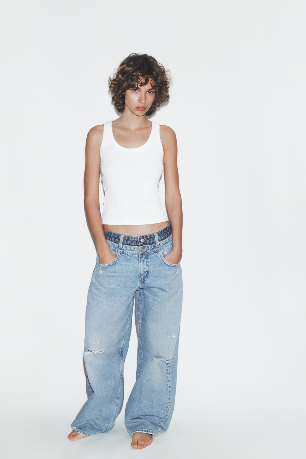 TRF STRAIGHT JEANS WITH DOUBLE WAISTBAND