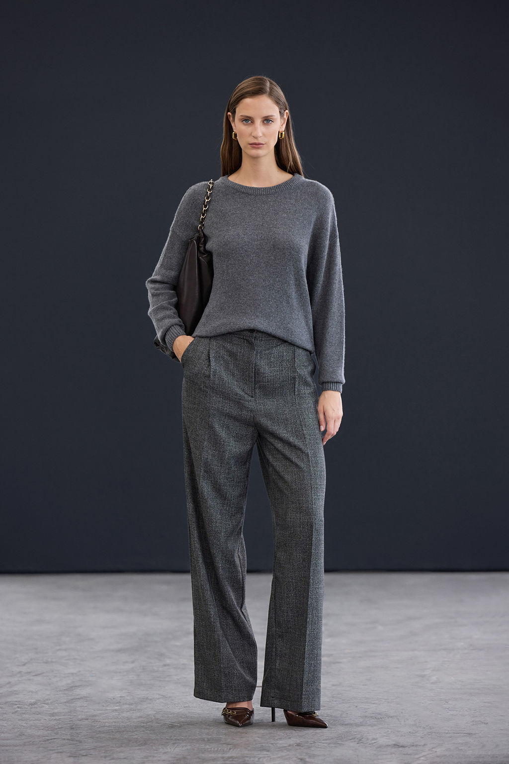 Trendyol Studio Kahverengi Kasmir Kar?s?ml? Bisiklet Yaka Triko Kazak TWOAW26KZ00251 - Trendyolmilla фото 6