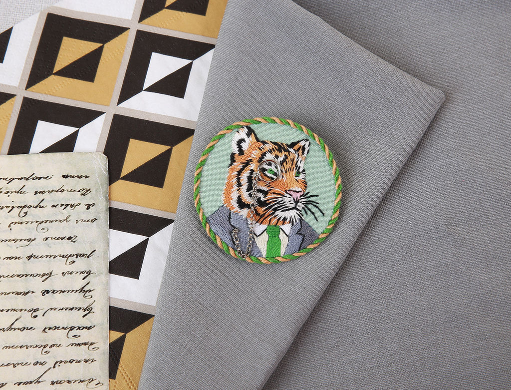 Набор для вышивания PANNA Живая картина JK-2253 Брошь. Тигр Эдмунд 5.5 х 5.5 см